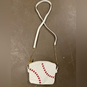 Chic White and Red Crossbody Bag with Chain Strap